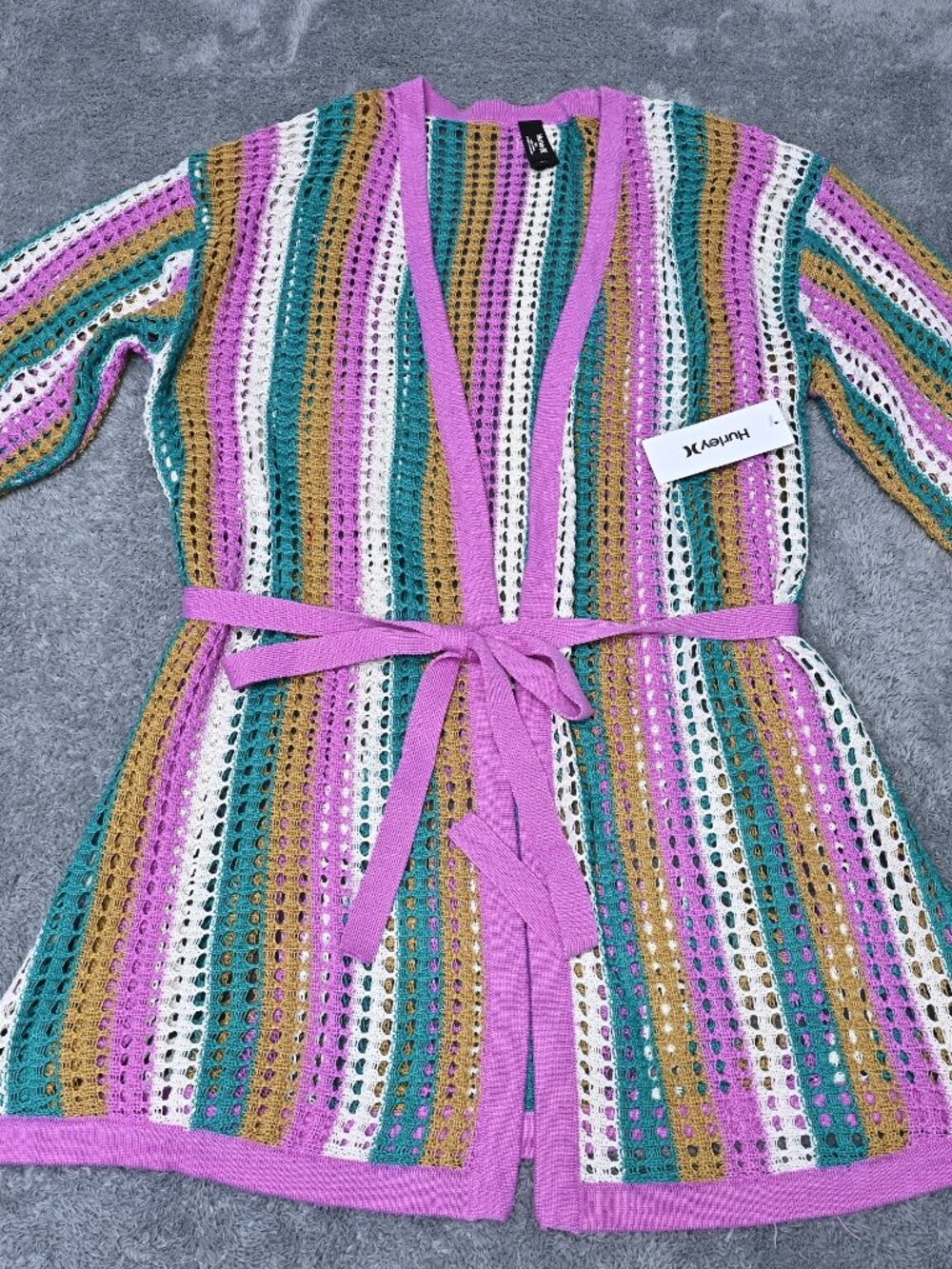 Hurley Crochet Multicolor Beach Swim Kimono Cover-Up Size M/L NWTS - Picture 2 of 16